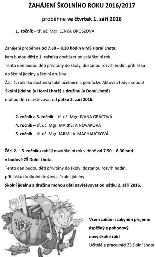 Zahájení školního roku 2016/2017