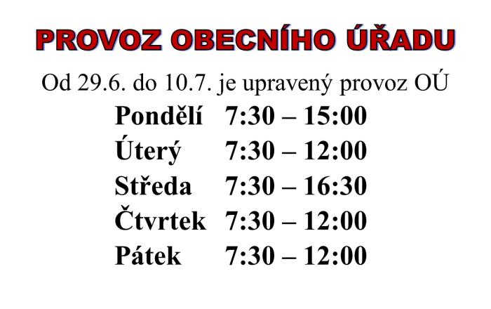 Provoz obecního úřadu