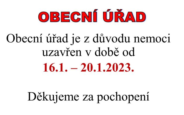 Obecní úřad uzavřen