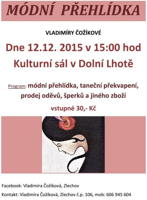 Módní  přehlídka Vladimíry Čožíkové - 12.12. 2015 