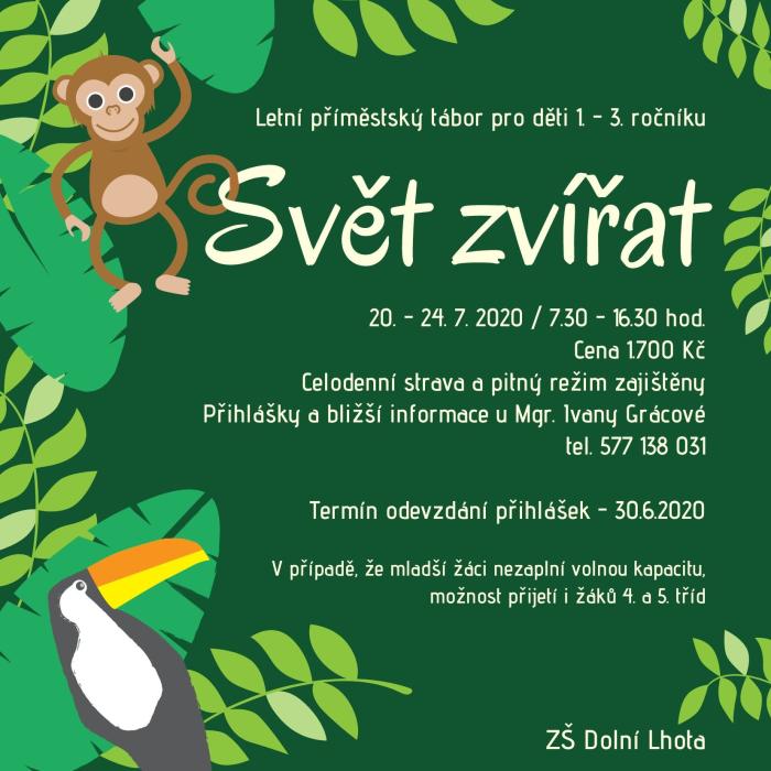 Letní příměstský tábor Svět zvířat