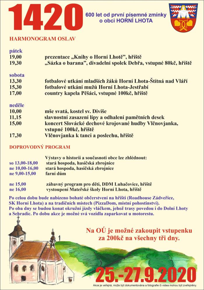 Horní Lhota - oslavy 600 let od první písemné zmínky