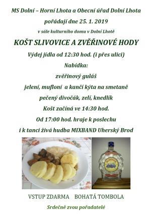 Košt slivovice a zvěřinové hody - 25. 1. 2019